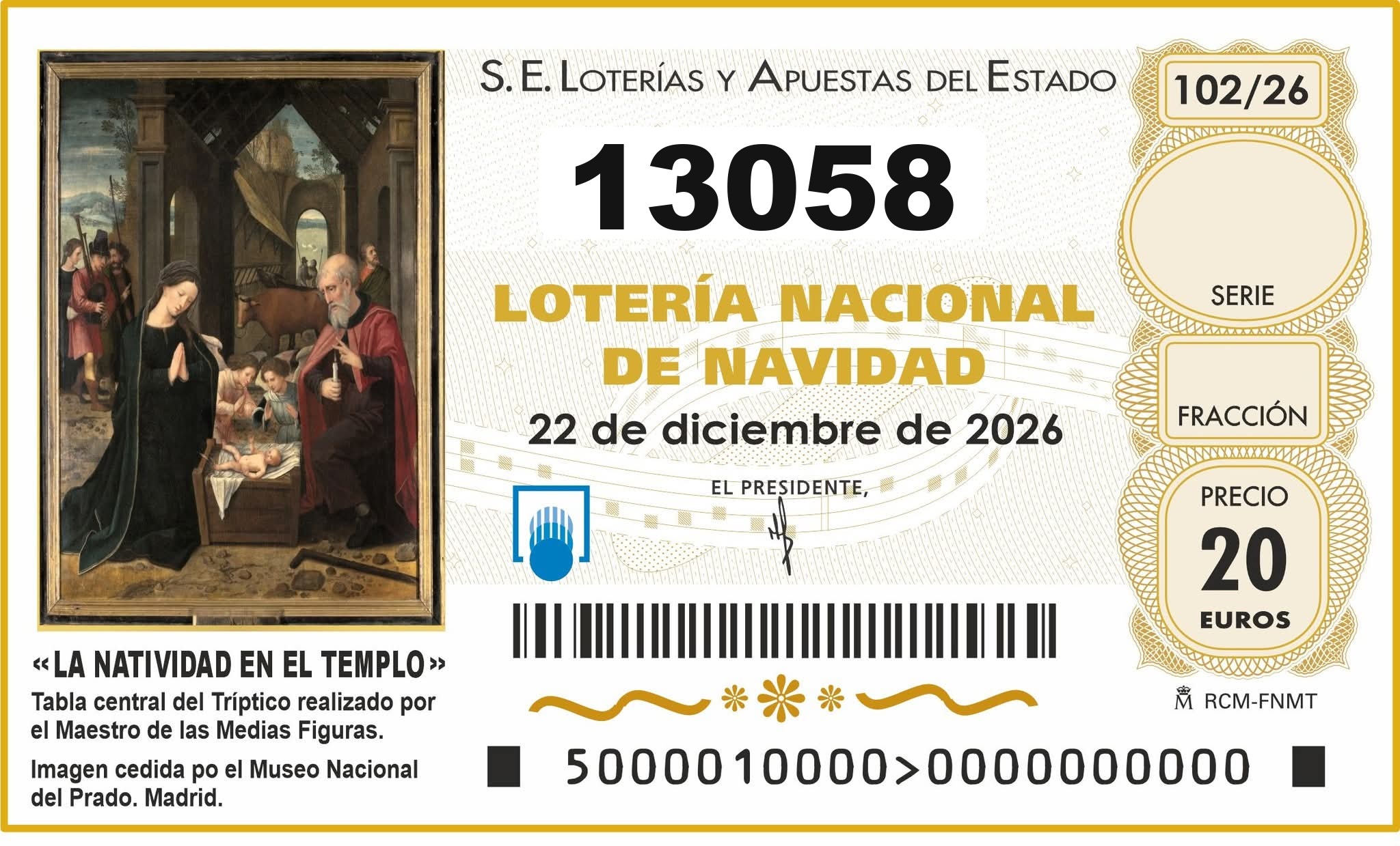 Décimo de Navidad 2026, número 13058